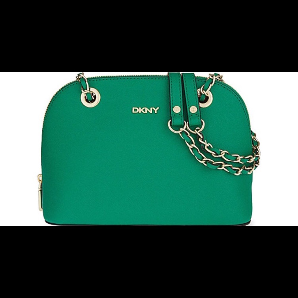 Like-New DKNY crosshatch leather green purse